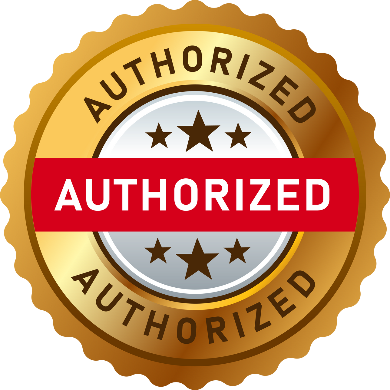 Authorized certified check mark label and stamp in gold transparent